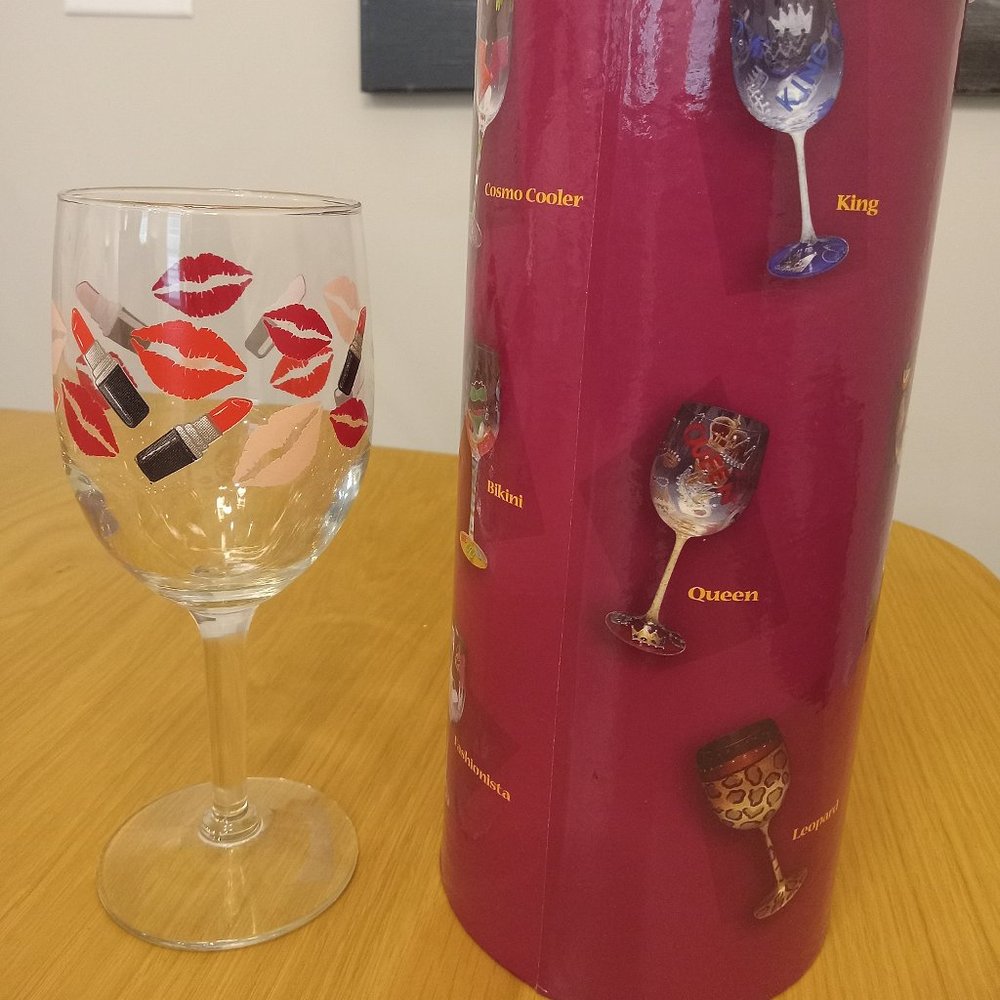 Lolita "Lipstick" Wine Glass Hand Painted 15 oz. with Case